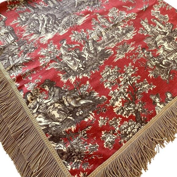 Waverly French Country Toile Fringe Tablecloth - Picture 3 of 7